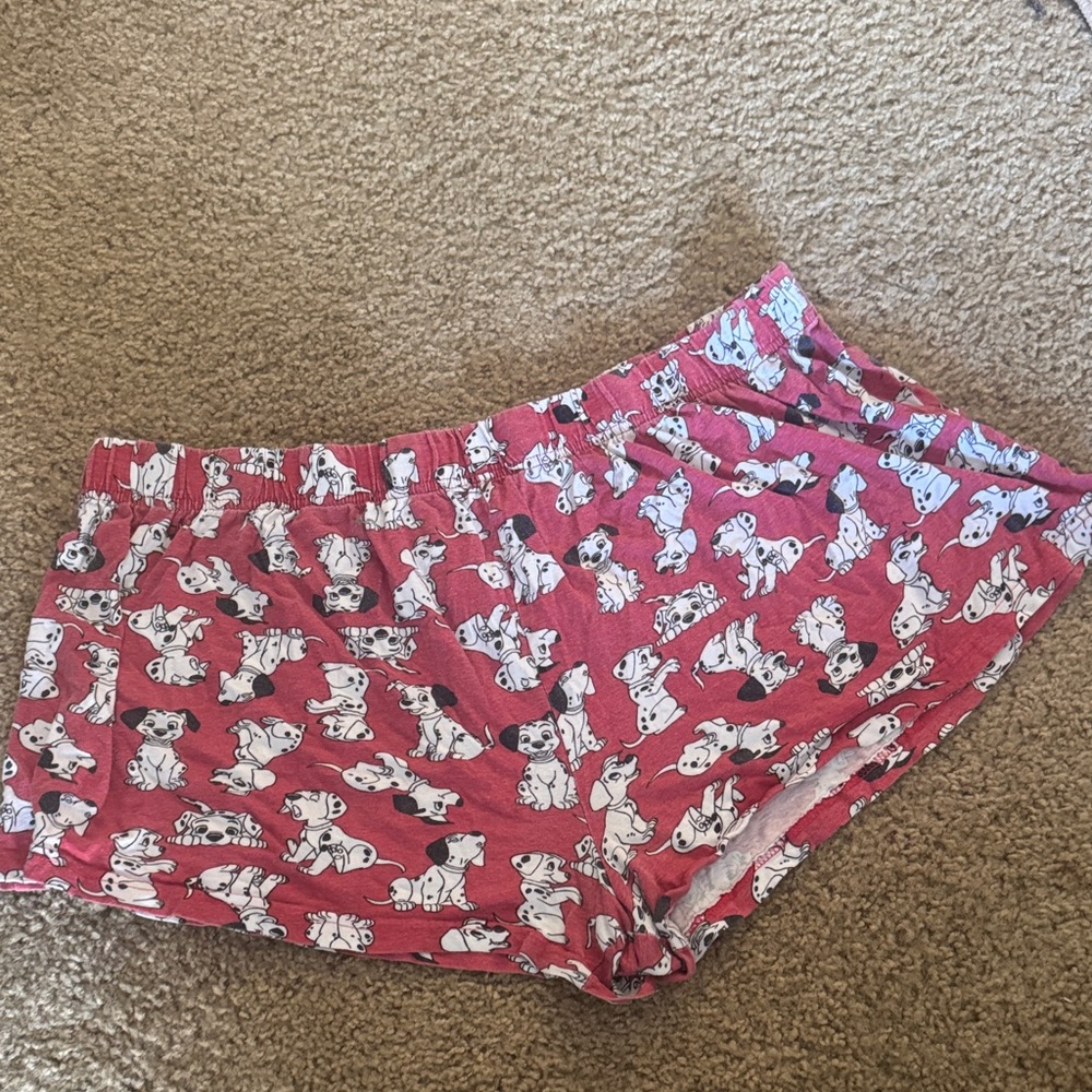 Charming Red Dog Print Pajama Shorts